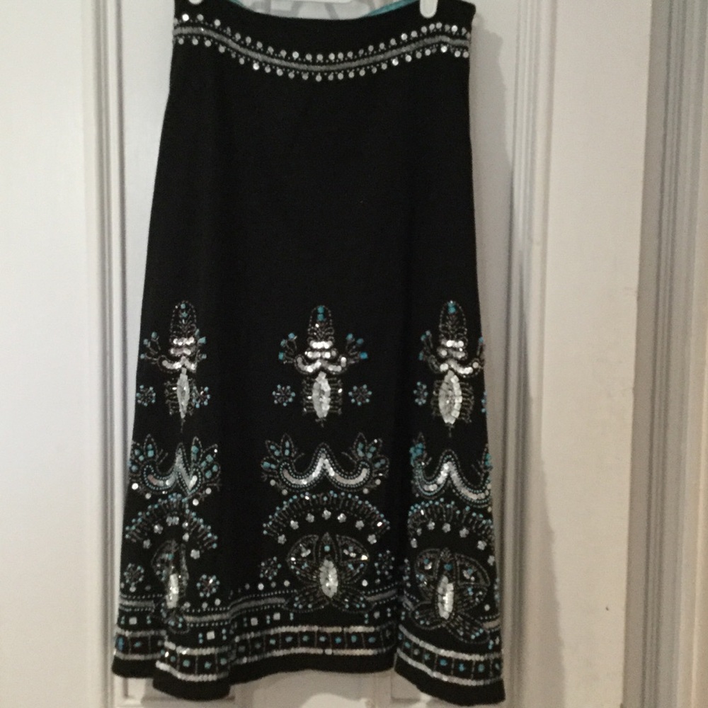 Basil and Maude Beaded A-line Skirt Sz 6